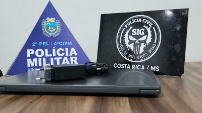Imagem da notícia Notebook furtado em residência é recuperado após vítima identificar suspeito por câmeras de segurança em Costa Rica